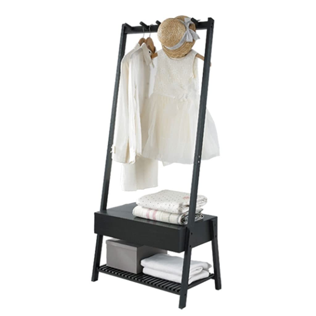 Freestanding Garment Rack with Shelves & Hooks