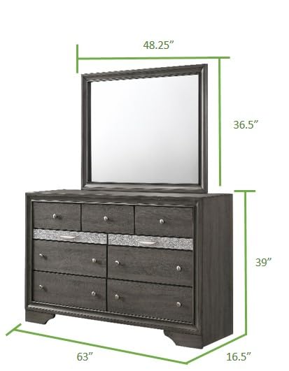 Bed Frame Solid Wood Construction with Storage Gray for Bedroom Furniture