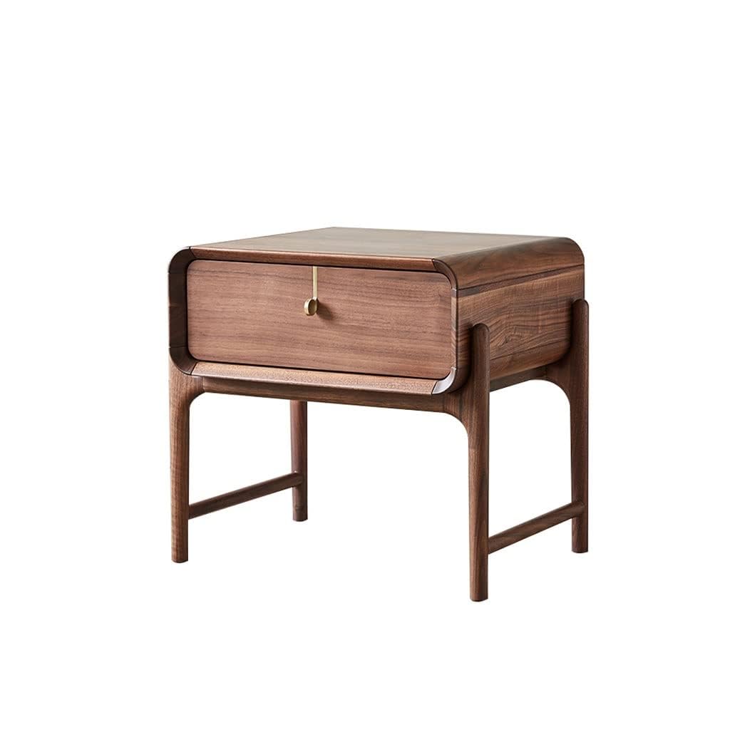 Modern Wood Nightstand with Drawer & Storage Cabinet