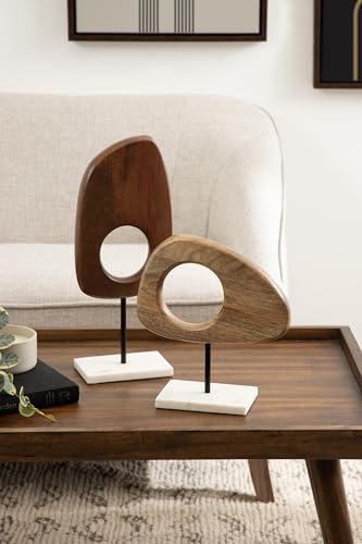 Wood & Marble Decorative Sculpture Set