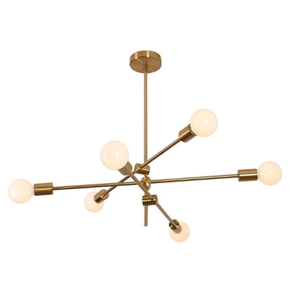 Mid-Century Gold 6-Light Chandelier