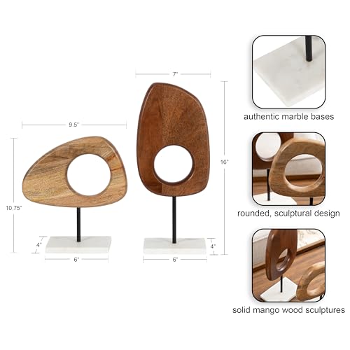 Wood & Marble Decorative Sculpture Set