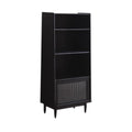 Black Multi-Layer Bookcase with Glass Doors