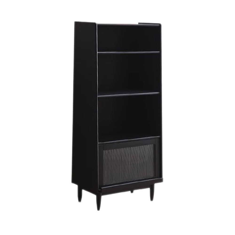 Black Multi-Layer Bookcase with Glass Doors