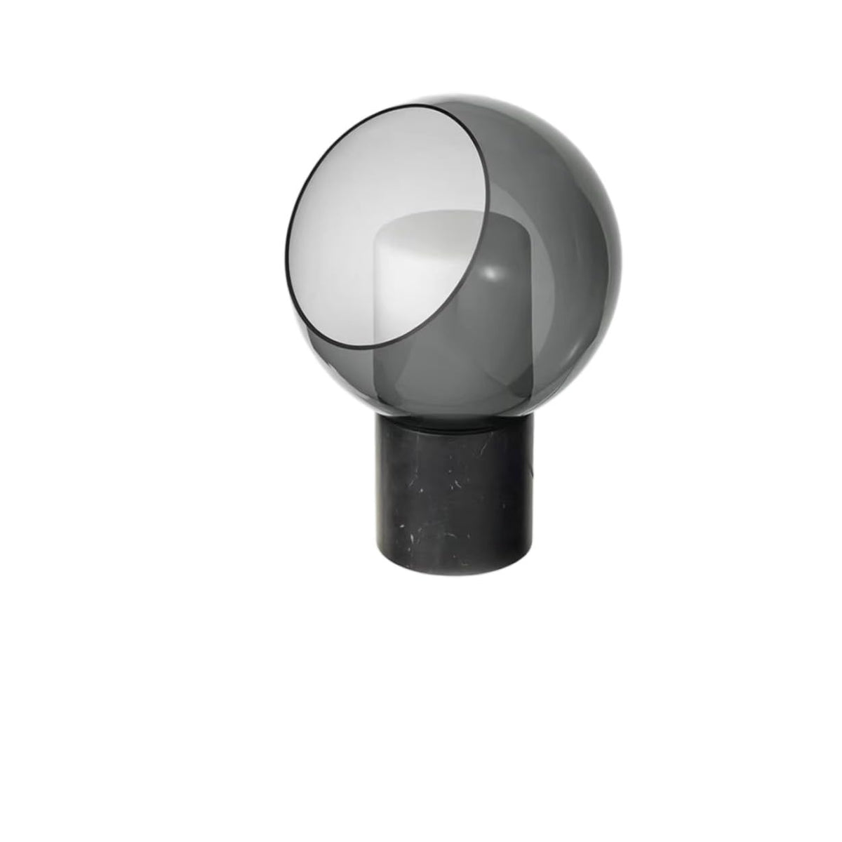 Globe Table Lamp with Smoked Glass Shade and Marble Base