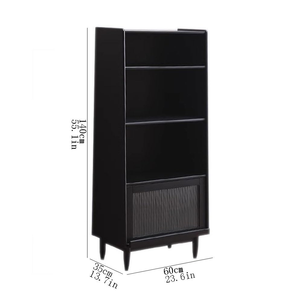 Black Multi-Layer Bookcase with Glass Doors