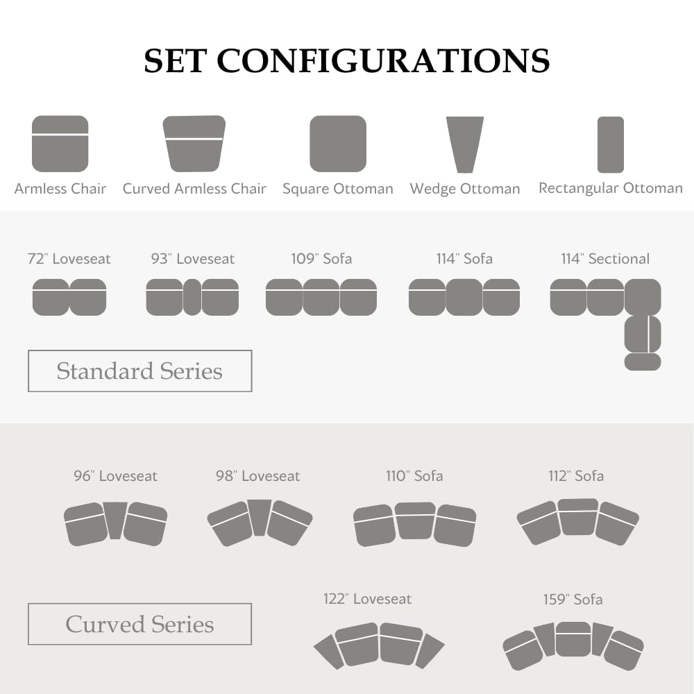 Modern Modular Sectional Sofa with Adjustable Backrest & Ottoman
