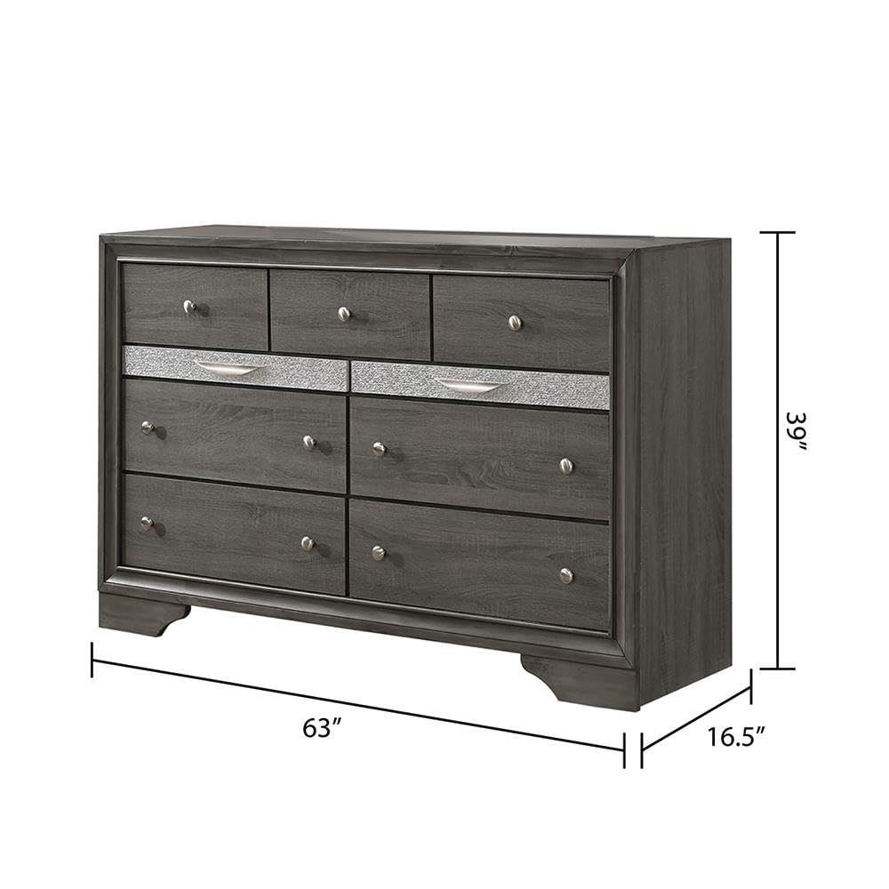 Bed Frame Solid Wood Construction with Storage Gray for Bedroom Furniture
