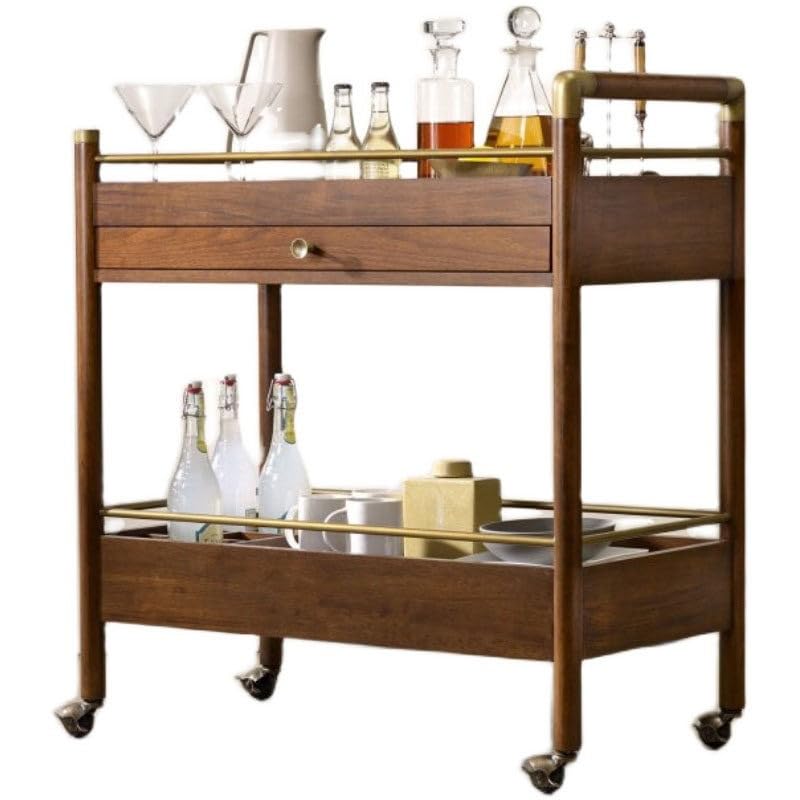 2-Tier Solid Wood Serving Cart