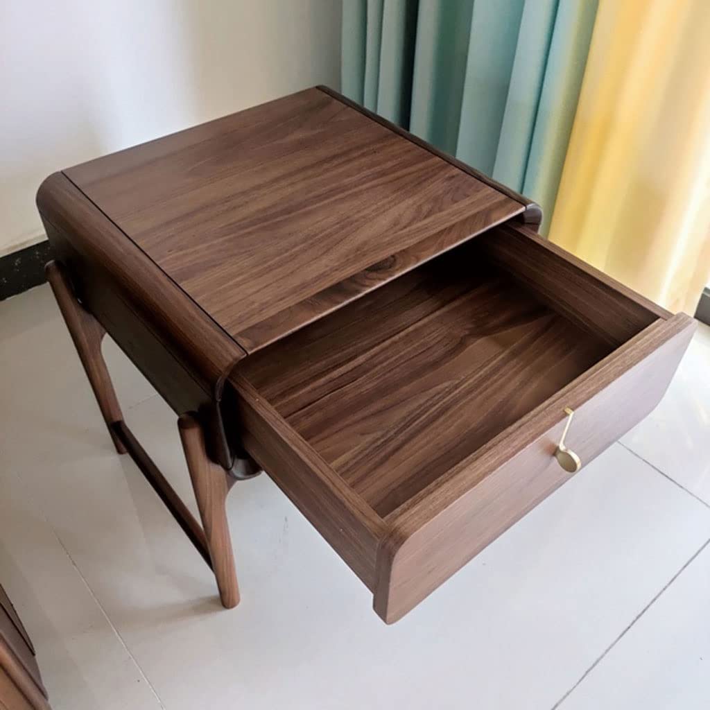 Modern Wood Nightstand with Drawer & Storage Cabinet
