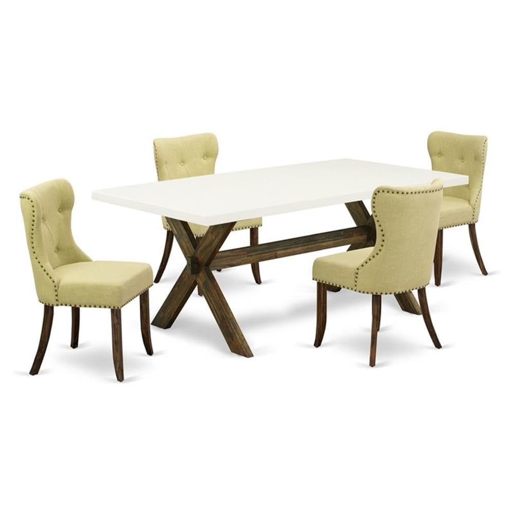 Rectangular Dining Table Set with Linen Chairs