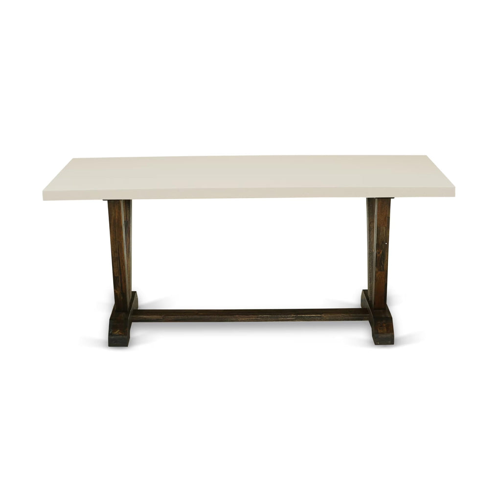 Rectangular Dining Table Set with Linen Chairs
