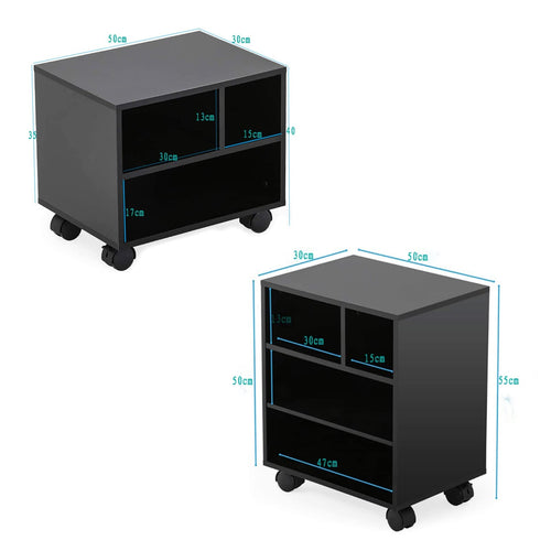 2-Tier Mobile Printer Stand with Storage Shelf