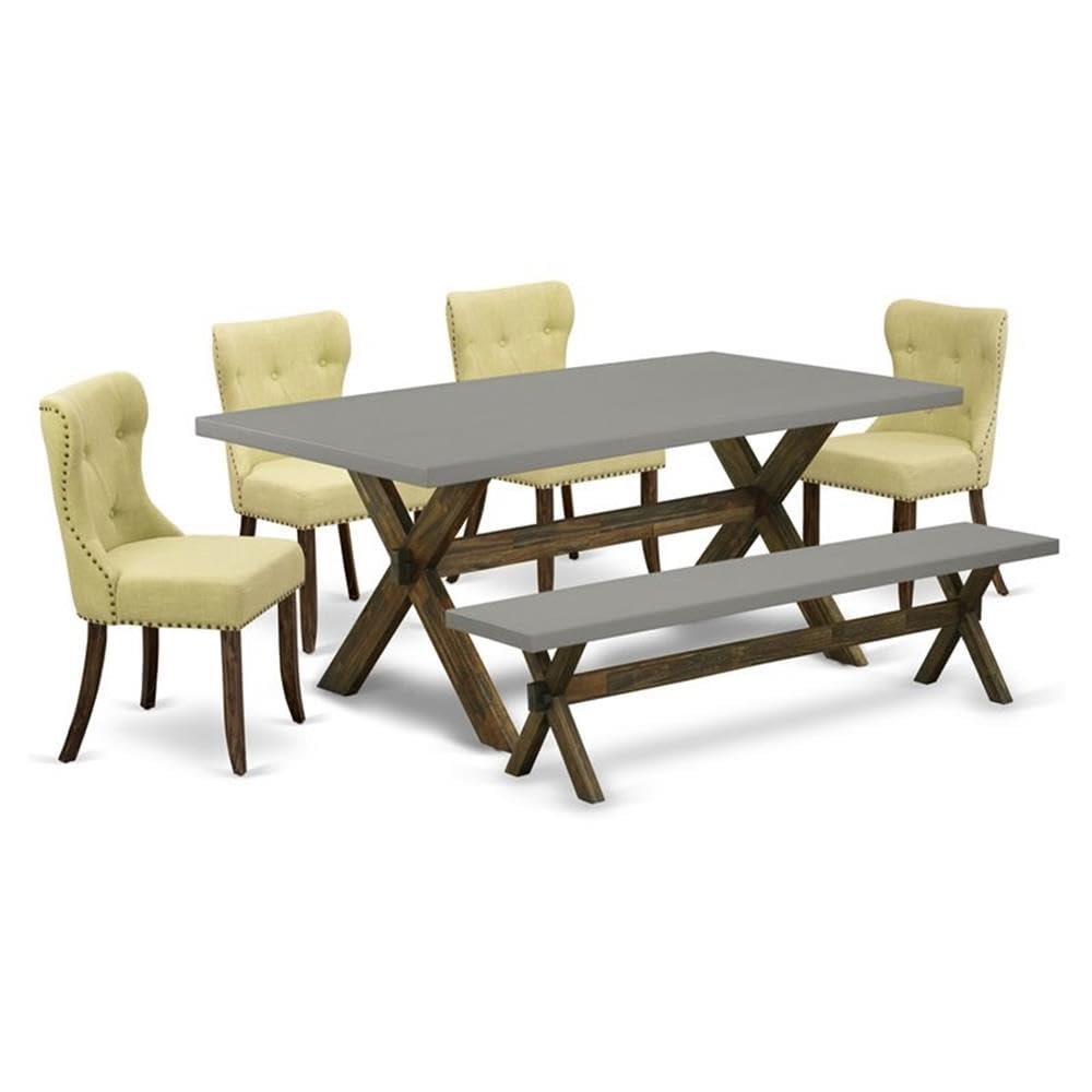 Rectangular Dining Table Set with Linen Chairs