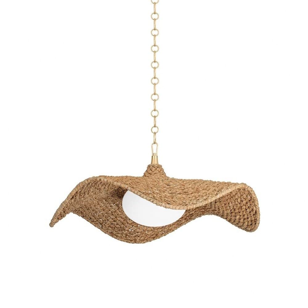 Vintage Gold Woven Shade Chandelier