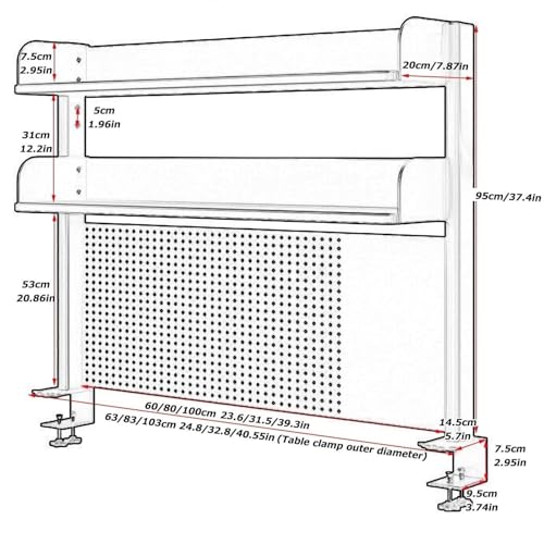 Adjustable Pegboard Desk Organizer Shelf