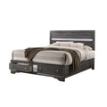 Bed Frame Solid Wood Construction with Storage Gray for Bedroom Furniture