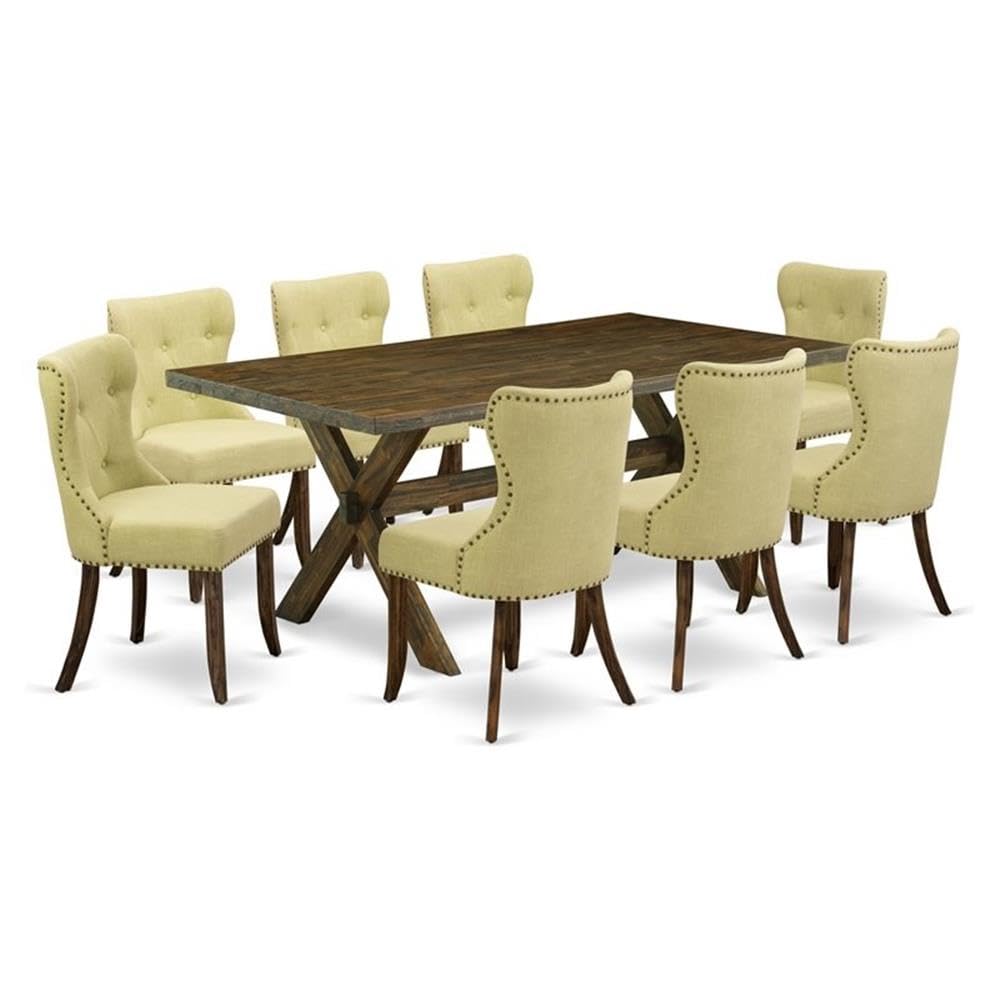 Rectangular Dining Table Set with Linen Chairs