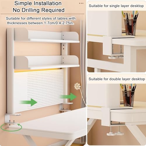 Adjustable Pegboard Desk Organizer Shelf