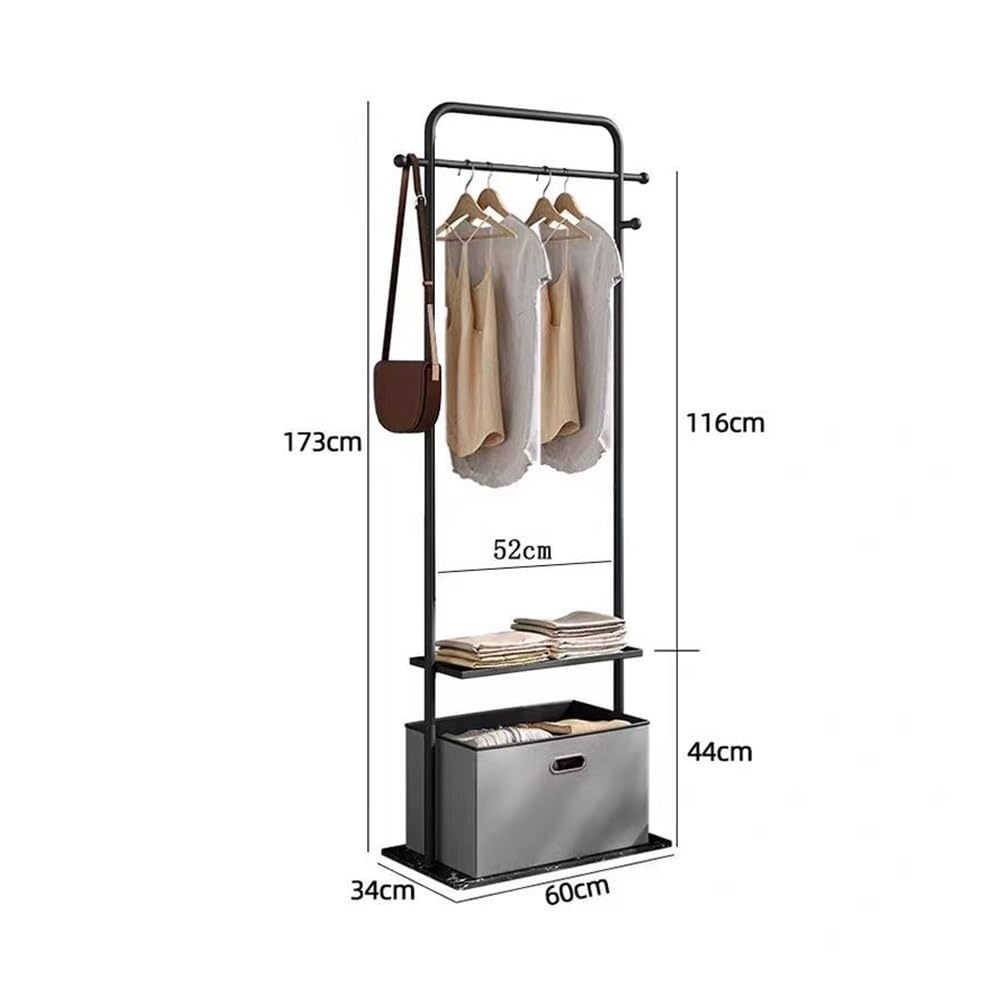 Freestanding Coat Rack with Storage Basket