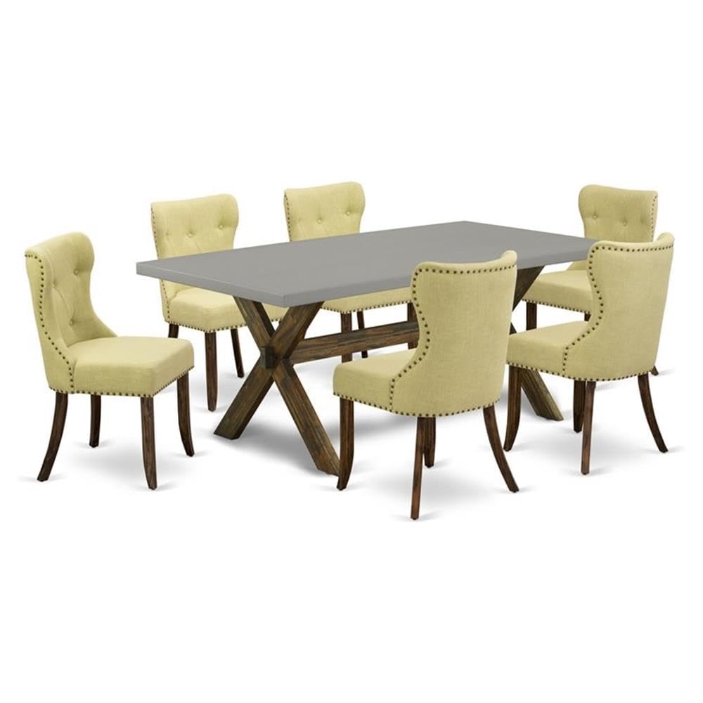 Rectangular Dining Table Set with Linen Chairs
