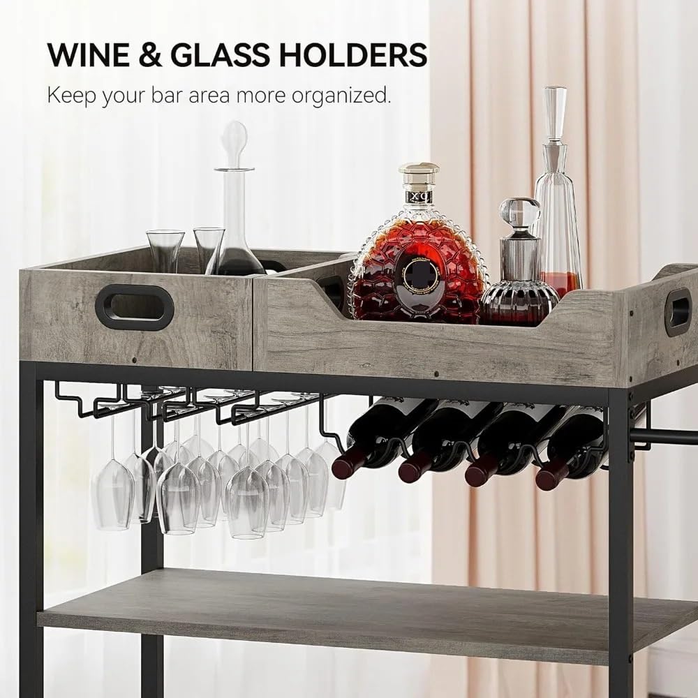 Rolling Kitchen Storage Cart with Two Trays