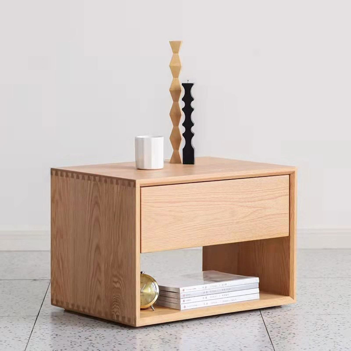 Modern Minimalist Bedside Table with Storage Cabinet