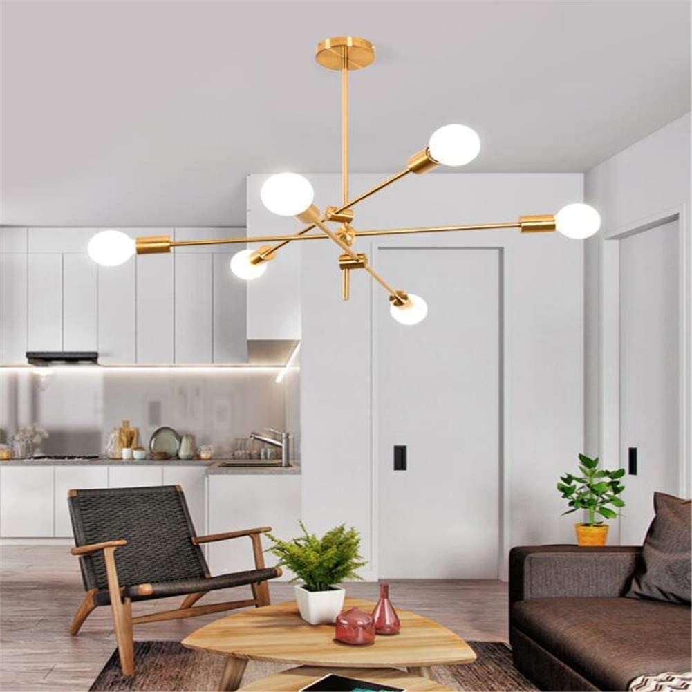 Mid-Century Gold 6-Light Chandelier