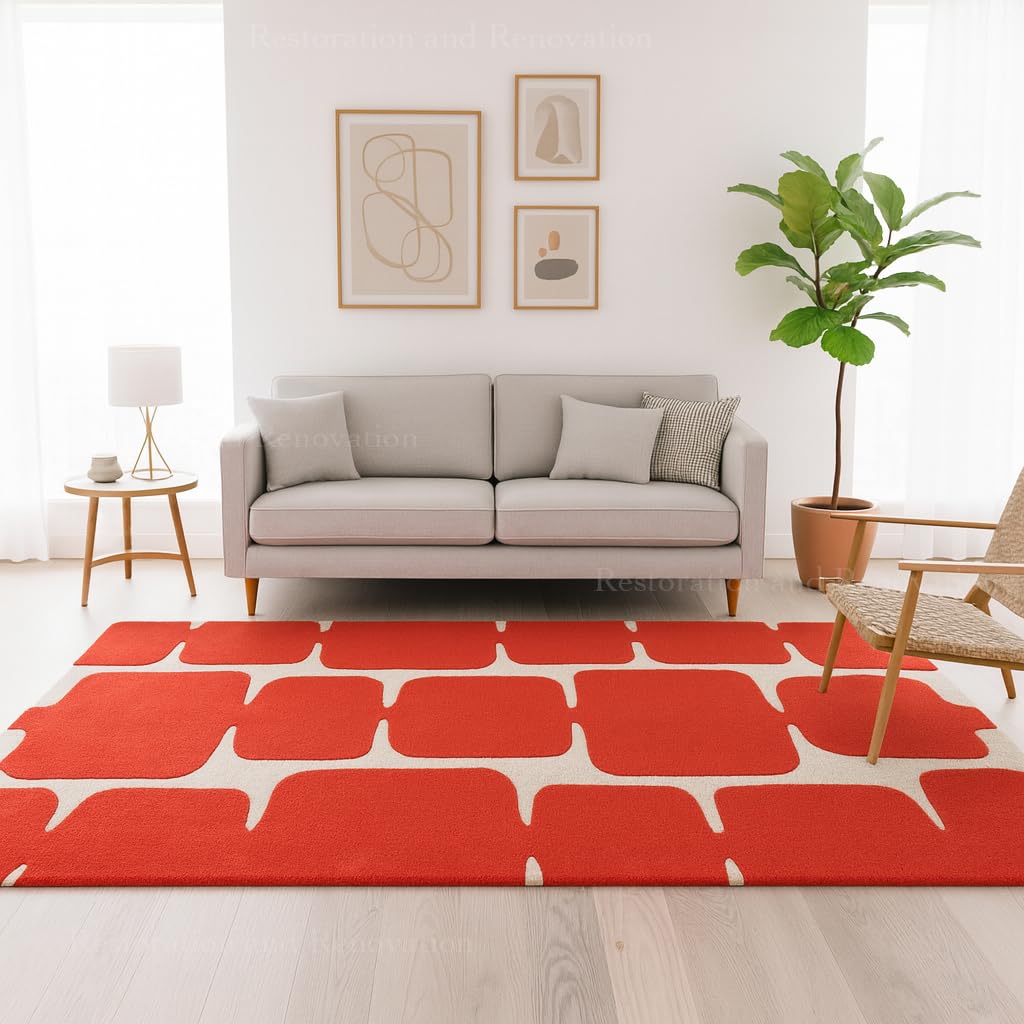 Abstract Geometric Wool Area Rug