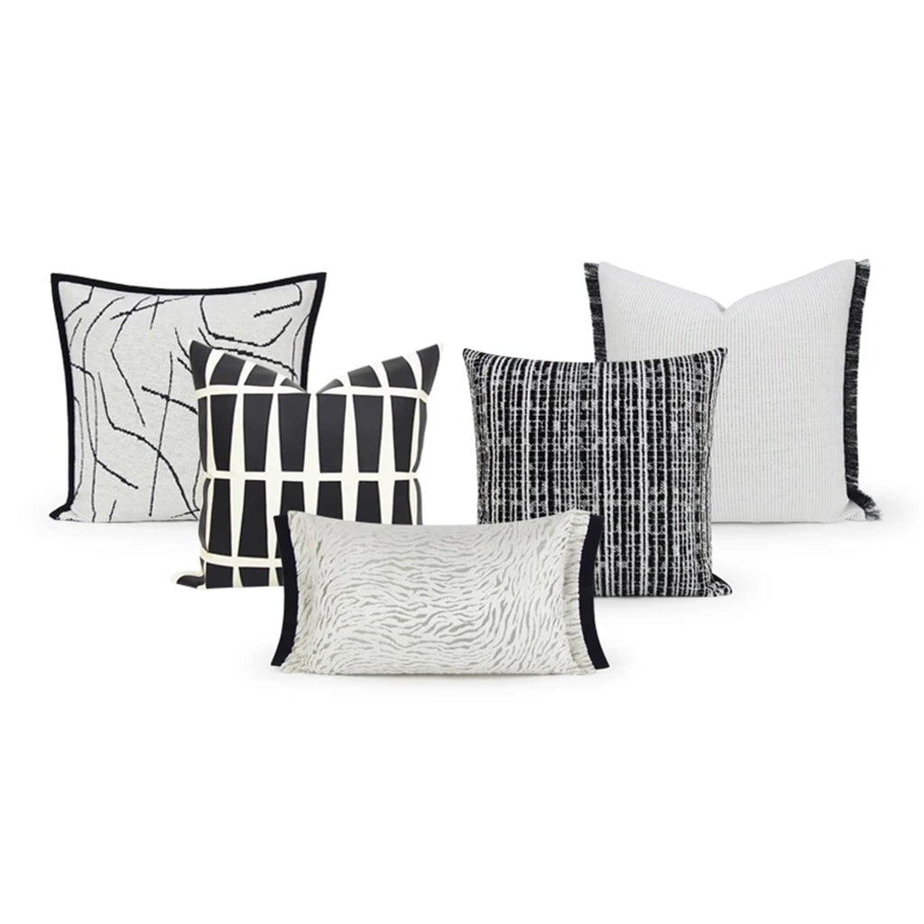 Black & White Geometric Chenille Pillow Cover