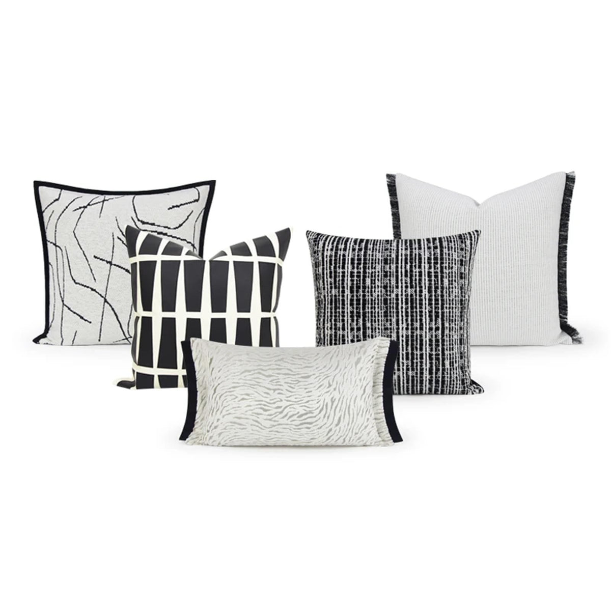 Black & White Geometric Chenille Pillow Cover