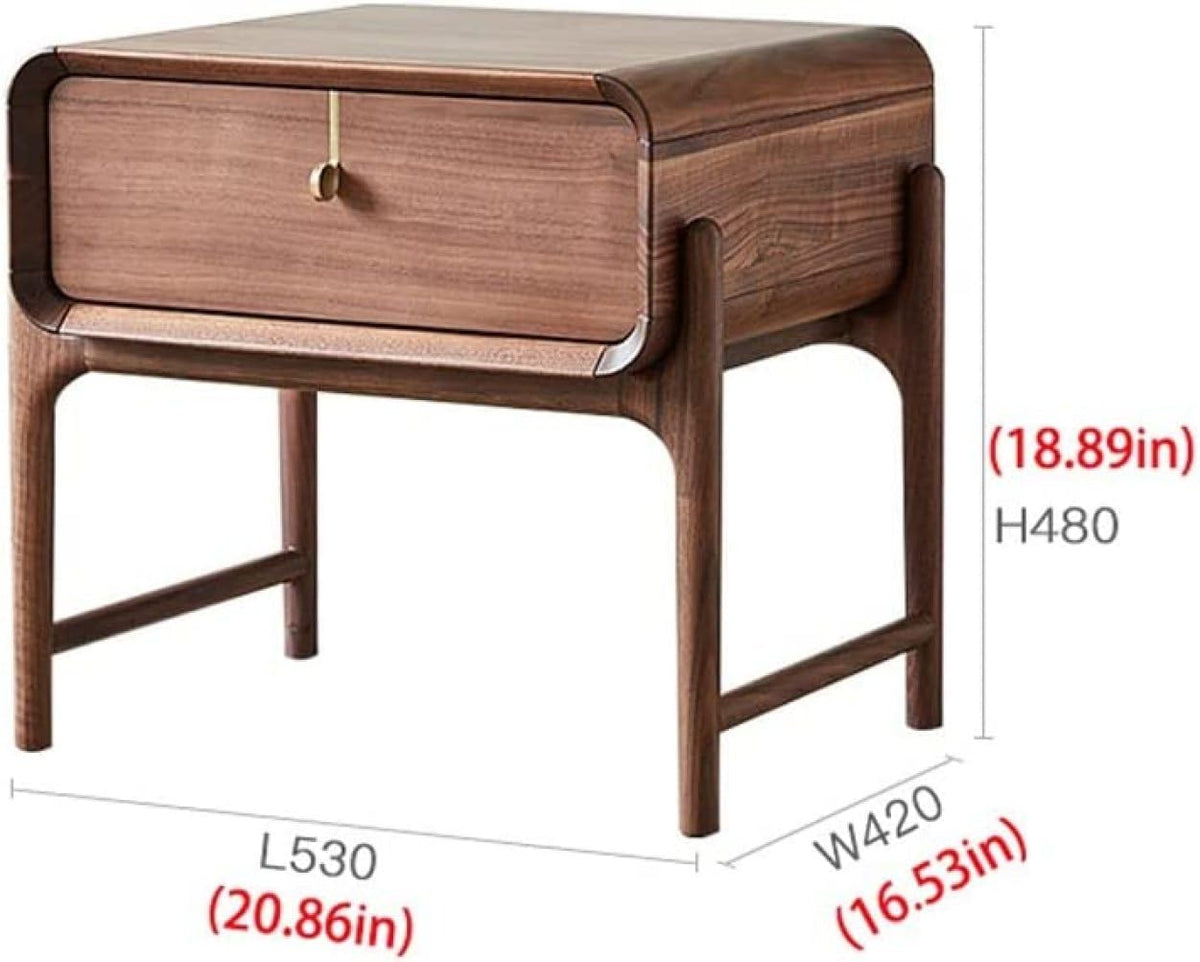 Modern Wood Nightstand with Drawer & Storage Cabinet