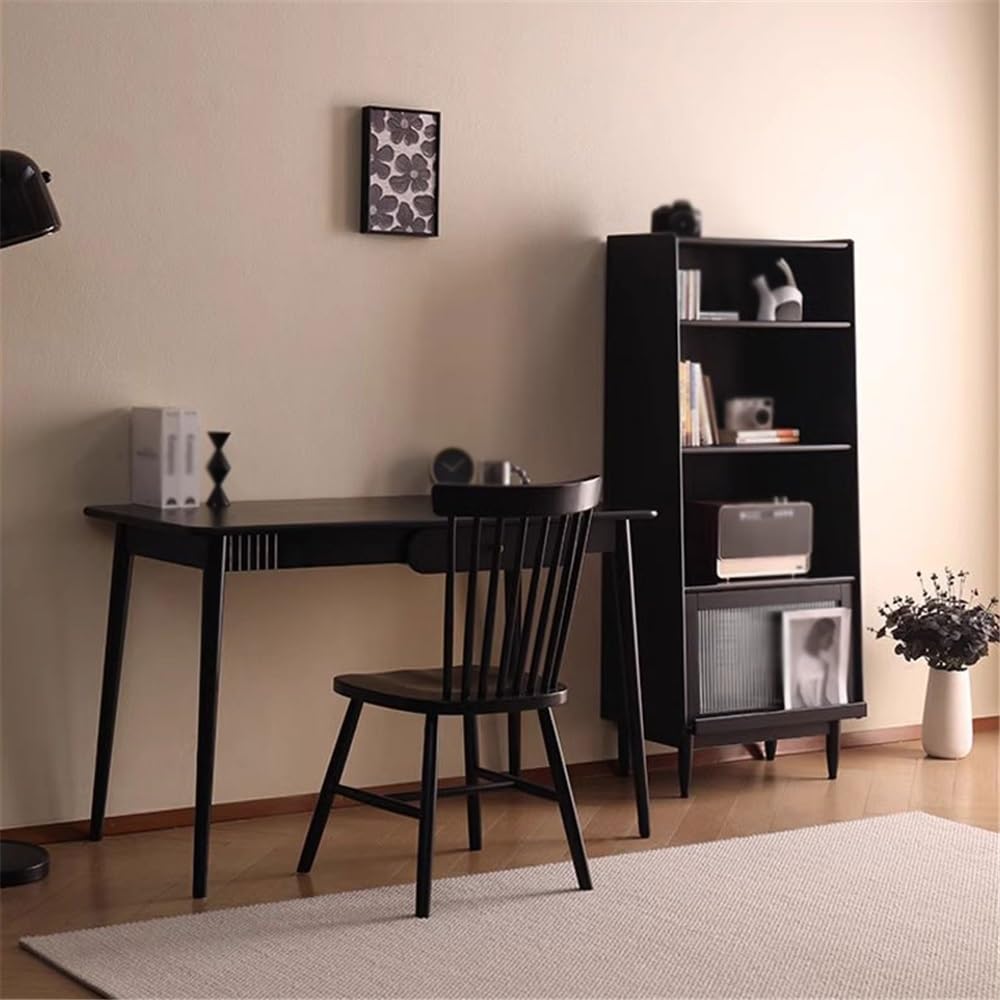 Black Multi-Layer Bookcase with Glass Doors