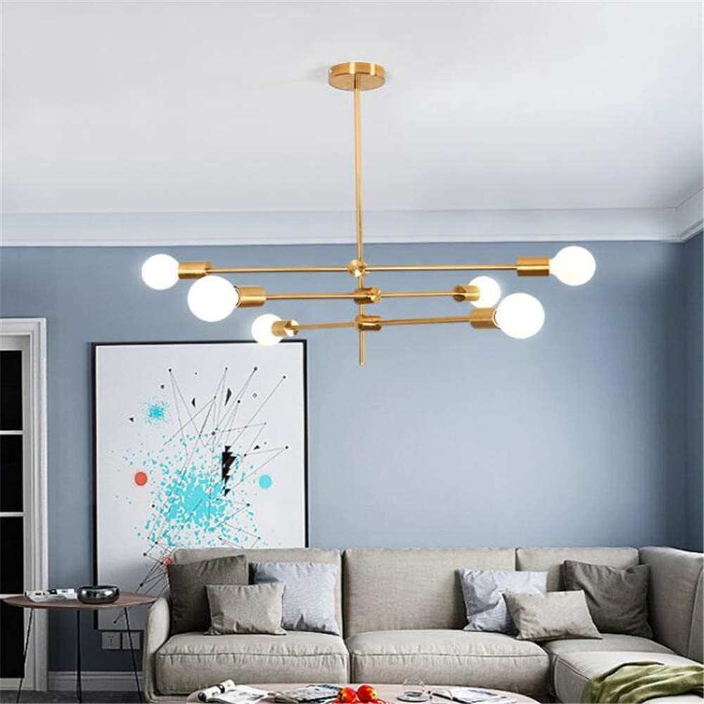 Mid-Century Gold 6-Light Chandelier
