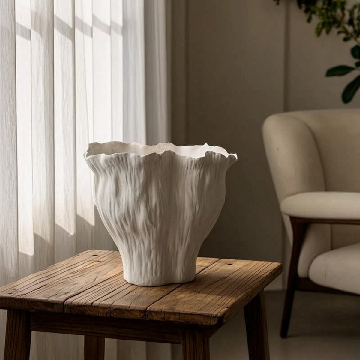 Hand-Painted Irregular Ceramic Vase