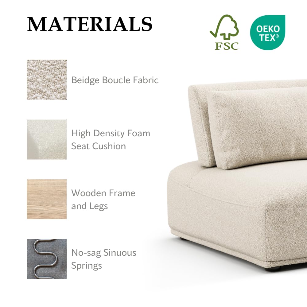 Modern Modular Sectional Sofa with Adjustable Backrest & Ottoman
