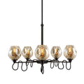 Industrial 6-Light Amber Glass Chandelier