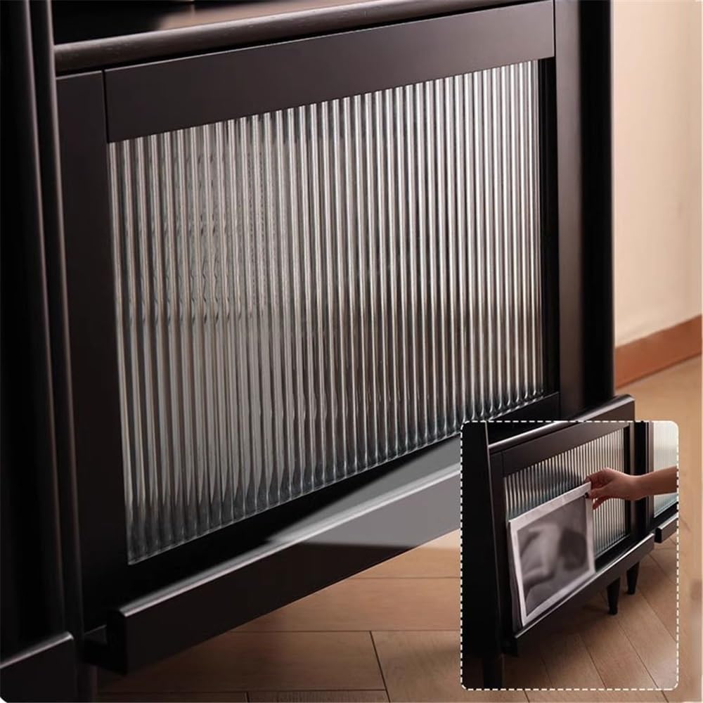 Black Multi-Layer Bookcase with Glass Doors