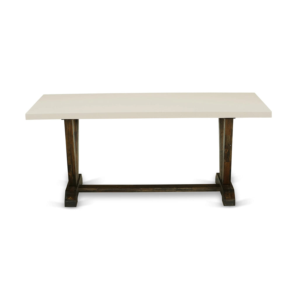 Rectangular Dining Table Set with Linen Chairs