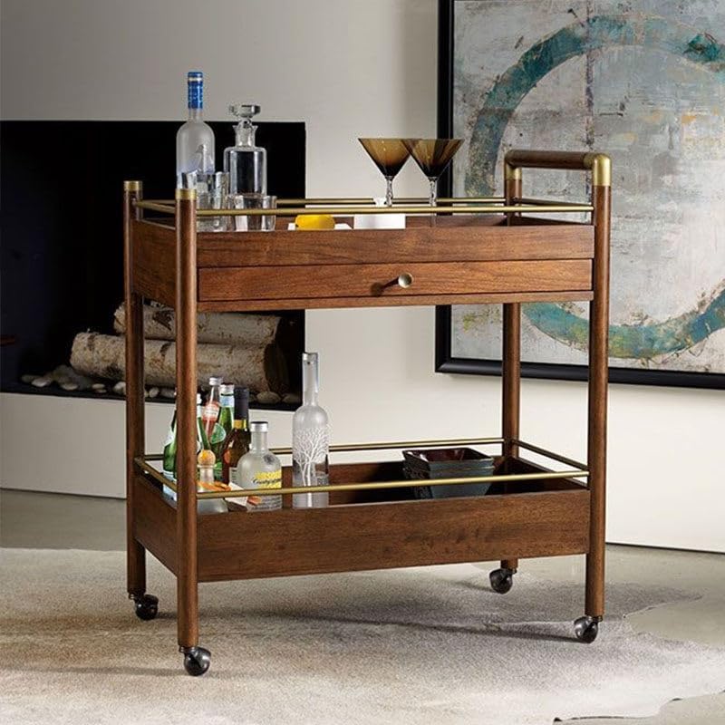 2-Tier Solid Wood Serving Cart