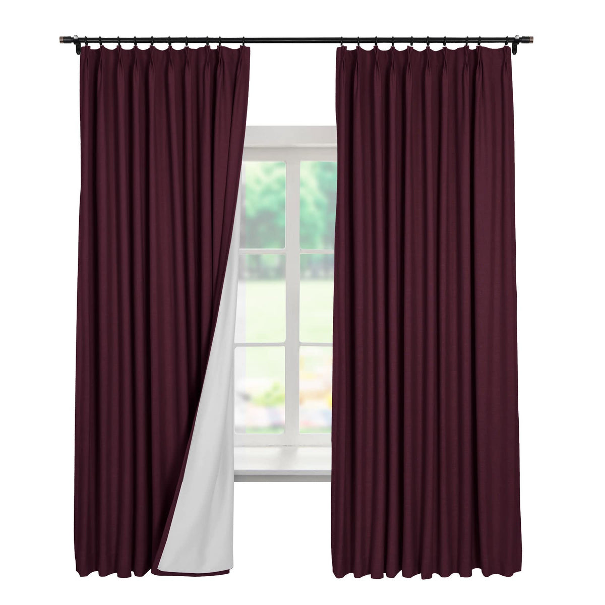 Linen Textured Blackout Curtains Set of 2
