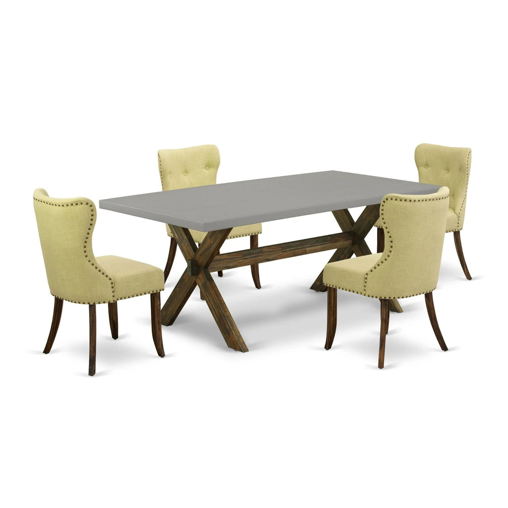 Rectangular Dining Table Set with Linen Chairs