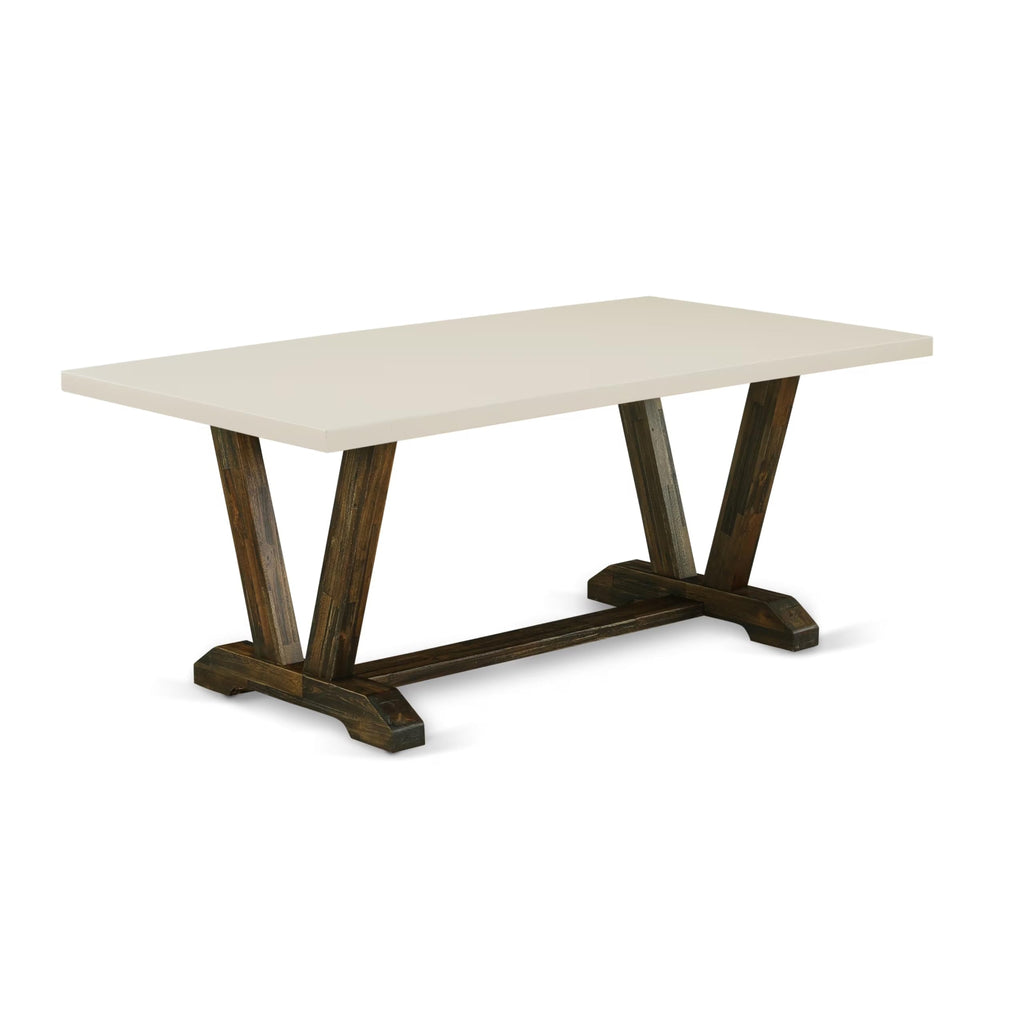 Rectangular Dining Table Set with Linen Chairs