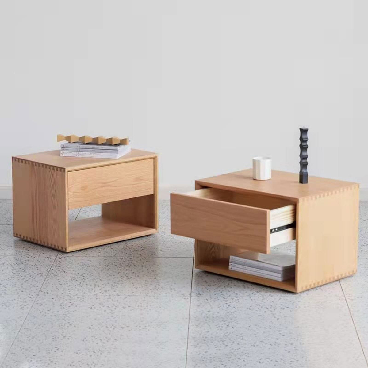Modern Minimalist Bedside Table with Storage Cabinet