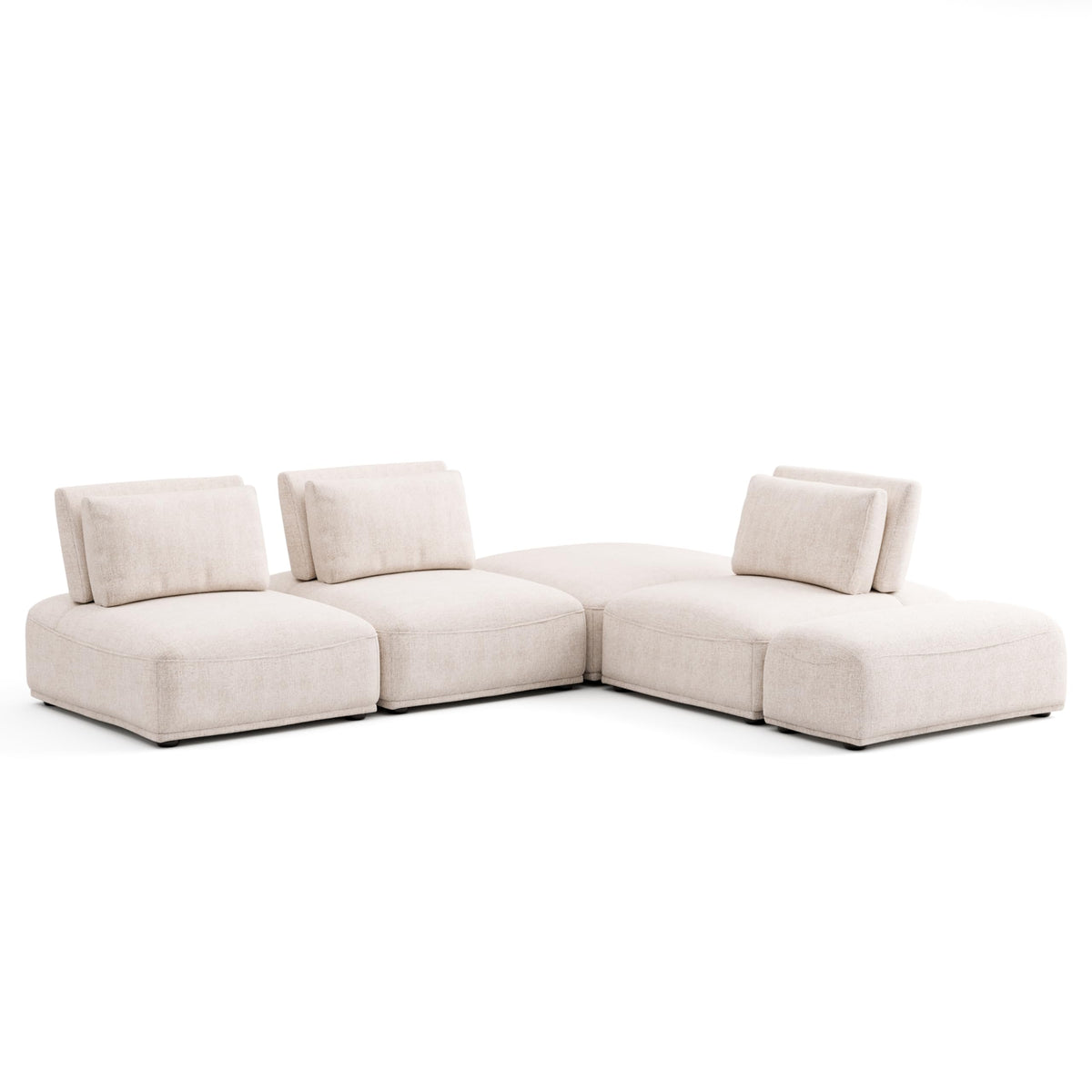 Modern Modular Sectional Sofa with Adjustable Backrest & Ottoman