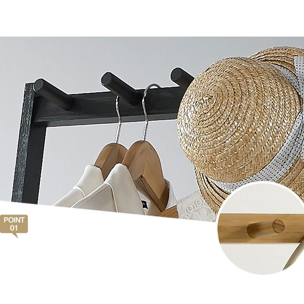 Freestanding Garment Rack with Shelves & Hooks