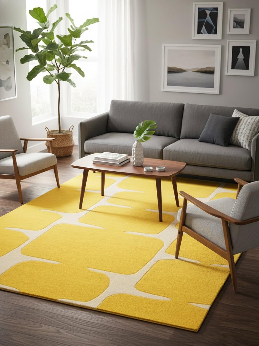 Abstract Geometric Wool Area Rug