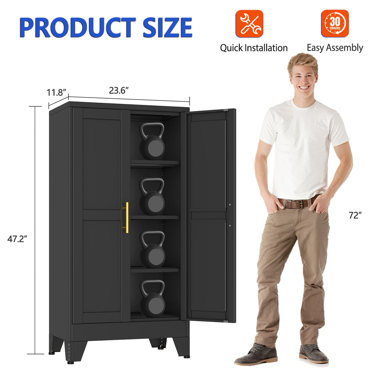 GAIOUS Cabinet with Wheel and Lock