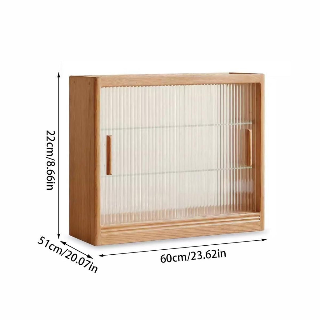 Solid Wood Glass Kitchen Storage Cabinet