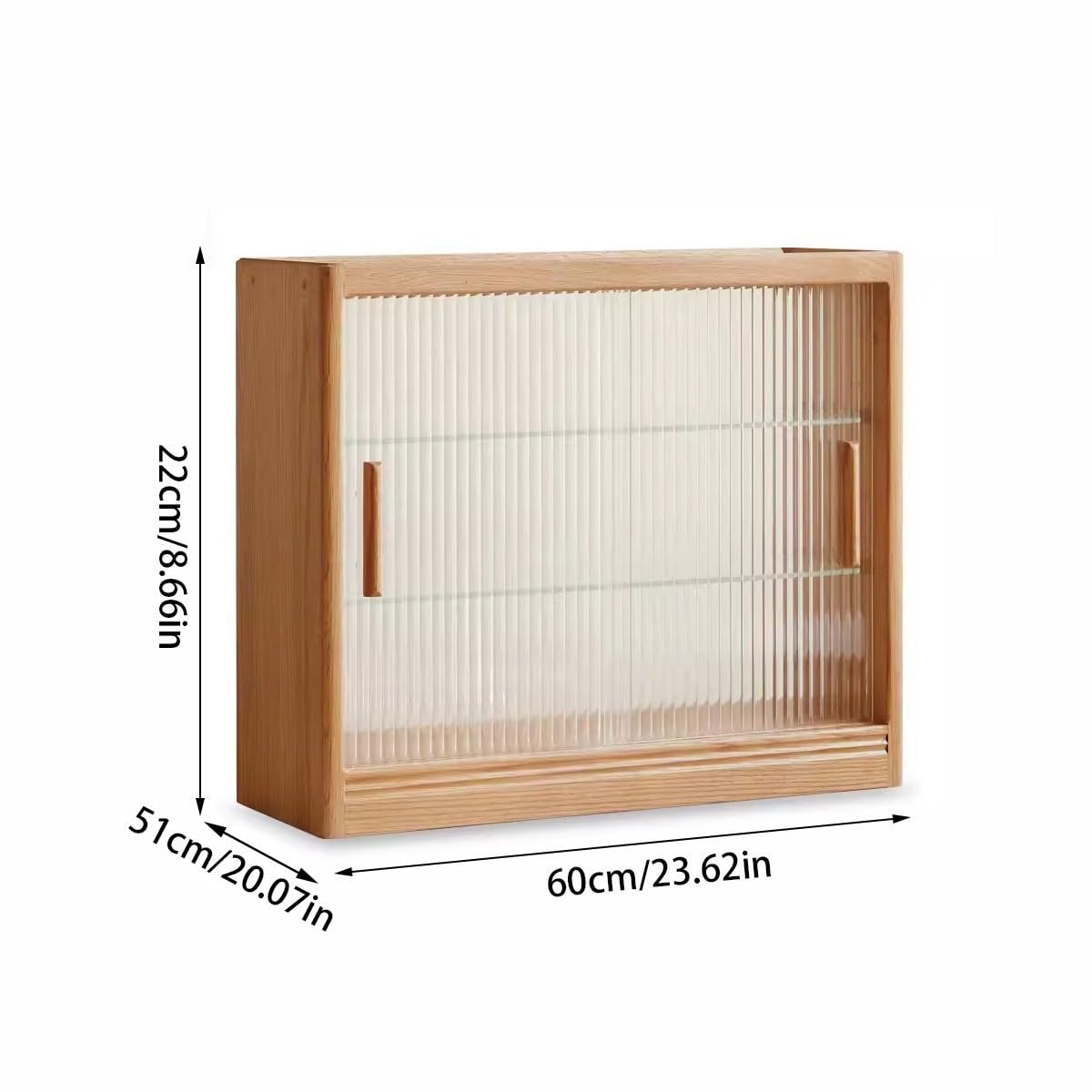Solid Wood Glass Kitchen Storage Cabinet